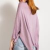Boxy Washed Top with Rounded Neck – Dusty Lavender