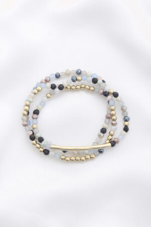 3-Row Glass Bead Stretch Bracelet – Polished Strands