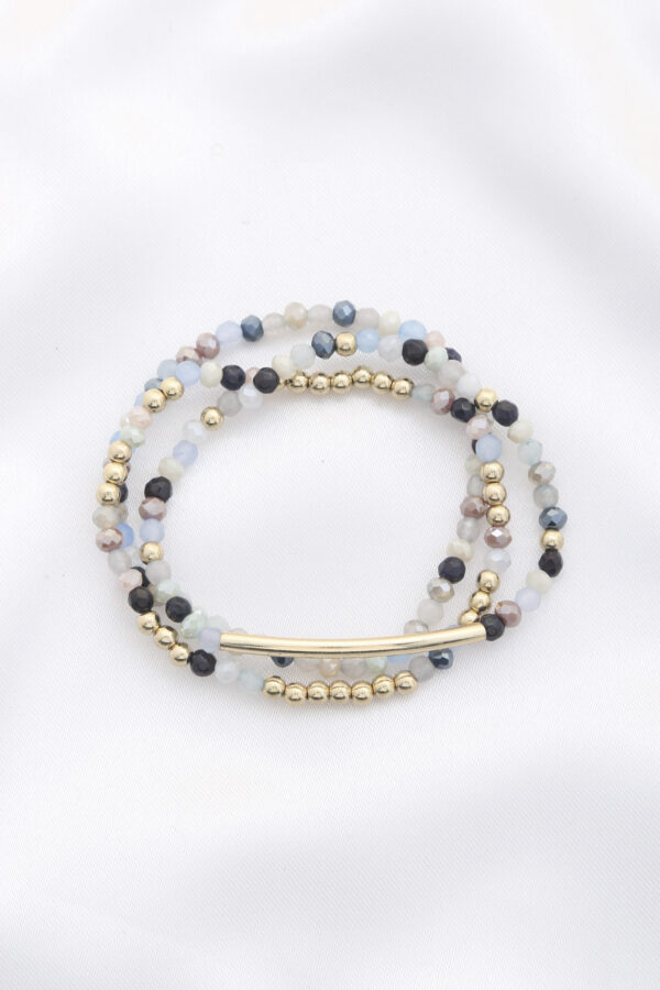 3-Row Glass Bead Stretch Bracelet – Polished Strands