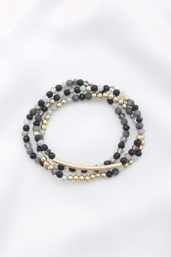 3-Row Glass Bead Stretch Bracelet – Polished Strands