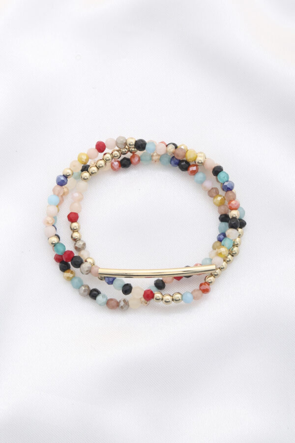 3-Row Glass Bead Stretch Bracelet – Polished Strands