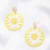 Daisy Acrylic Round Drop Earrings – Floral Print