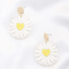 Daisy Acrylic Round Drop Earrings – Floral Print