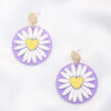 Daisy Acrylic Round Drop Earrings – Floral Print
