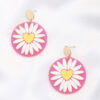 Daisy Acrylic Round Drop Earrings – Floral Print
