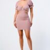 Bodycon Dress with Side Cutouts & Back Tie – Mauve