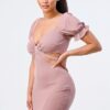 Bodycon Dress with Side Cutouts & Back Tie – Mauve