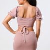 Bodycon Dress with Side Cutouts & Back Tie – Mauve