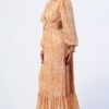 Printed V-Neck Ruffled Maxi Dress – Side Cutouts, Yellow