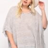 Plus-Size Boxy Top with Poncho Sleeve – Light Grey