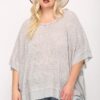 Plus-Size Boxy Top with Poncho Sleeve – Light Grey
