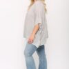 Plus-Size Boxy Top with Poncho Sleeve – Light Grey