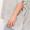 Plus-Size Boxy Top with Poncho Sleeve – Light Grey