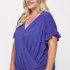 Plus Size Surplice Viscose Top with Ruffle Sleeve – Royal Blue