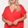 Plus Size Surplice Top with Ruffle Sleeves – Tomato