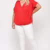 Plus Size Surplice Top with Ruffle Sleeves – Tomato