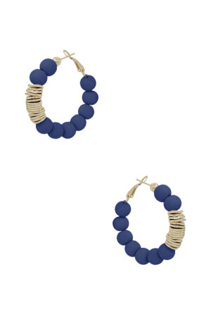 Clay Ball Hoop Earrings with Metal Accent