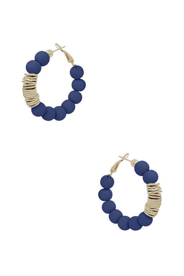 Clay Ball Hoop Earrings with Metal Accent