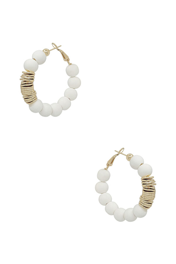 Clay Ball Hoop Earrings with Metal Accent