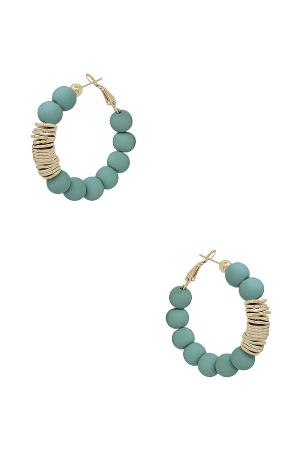 Clay Ball Hoop Earrings with Metal Accent