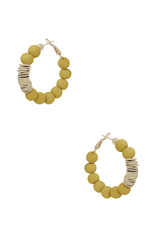 Clay Ball Hoop Earrings with Metal Accent