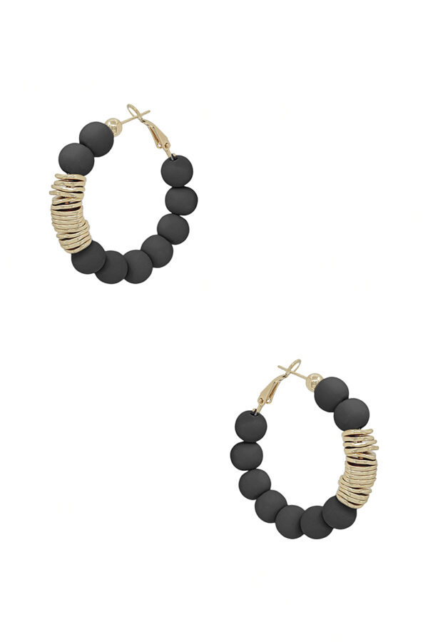 Clay Ball Hoop Earrings with Metal Accent