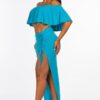 Off-Shoulder Ruffled Cropped Top Two-Piece Set – Jade