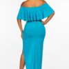 Off-Shoulder Ruffled Cropped Top Two-Piece Set – Jade