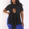Tie-Detail Side Slit T-Shirt – Plus Size Black