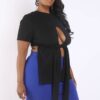 Tie-Detail Side Slit T-Shirt – Plus Size Black