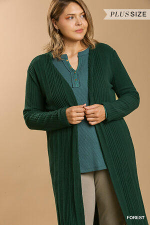 Open Front Long Cardigan – Forest (Plus Size)
