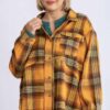Plus Size Plaid Collar Button-Down Overshirt – Mustard Mix