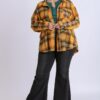Plus Size Plaid Collar Button-Down Overshirt – Mustard Mix