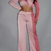 Colorblock Crop Blazer & Low-Rise Wide-Leg Pant Set – Blush