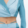 Colorblock Crop Blazer & Low-Rise Wide-Leg Pant Set – Blue