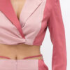 Colorblock Crop Blazer & Low-Rise Wide-Leg Pant Set – Blush