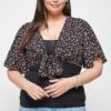 Plus Size Ditsy Floral Cropped Bolero Cardigan – Black