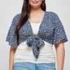 Plus-Size Ditsy Floral Cropped Bolero Cardigan – Denim