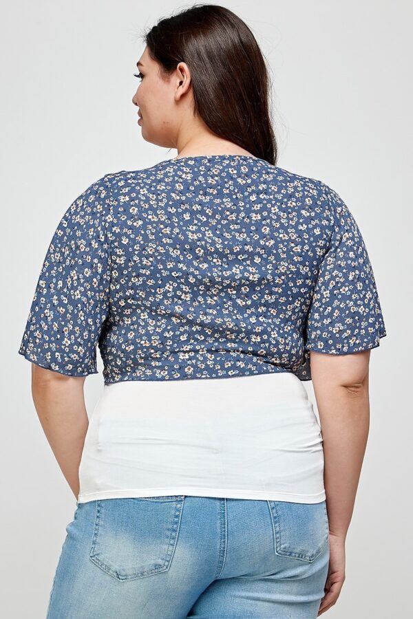 Plus-Size Ditsy Floral Cropped Bolero Cardigan – Denim