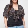Plus Size Ditsy Floral Cropped Bolero Cardigan – Black