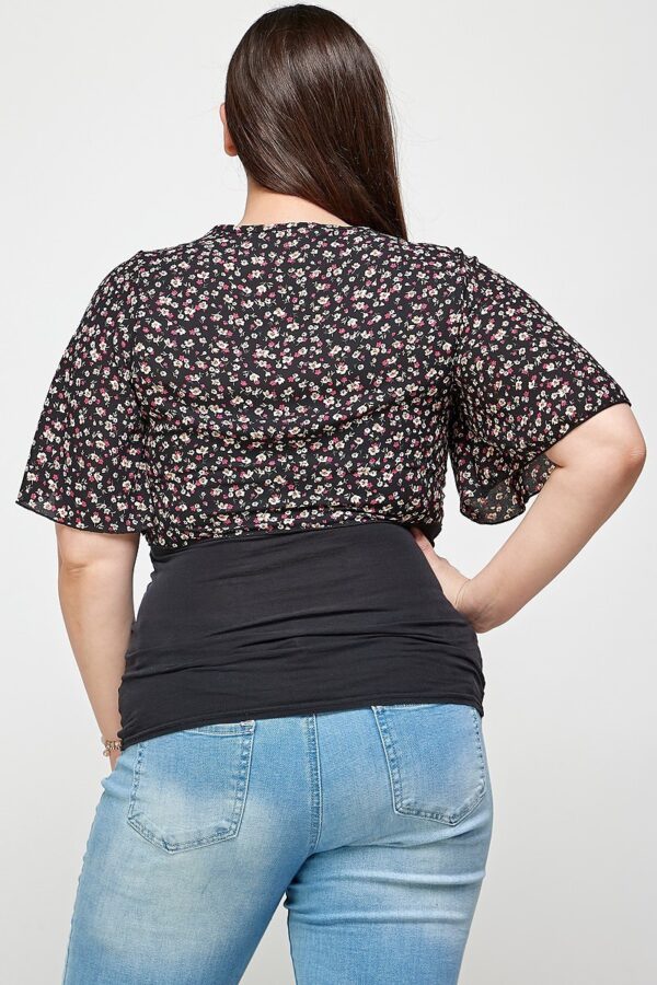 Plus Size Ditsy Floral Cropped Bolero Cardigan – Black