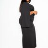 Cape Sleeve Dress with Knot Detail – Black (Plus Size)