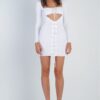 Knit Cut-Out Bustier Mini Dress with Lace-Down Detail