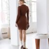 Ribbed Knit Midi Dress with Side Button Detail