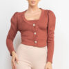 Geometric Cami & Puff-Sleeve Blazer Set – Smokey Mauve