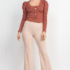 Geometric Cami & Puff-Sleeve Blazer Set – Smokey Mauve