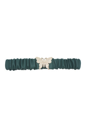 Rhinestone Butterfly Belt with Ruched Elastic Back