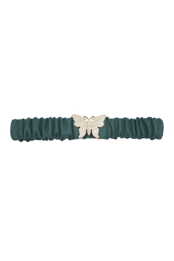 Rhinestone Butterfly Belt with Ruched Elastic Back