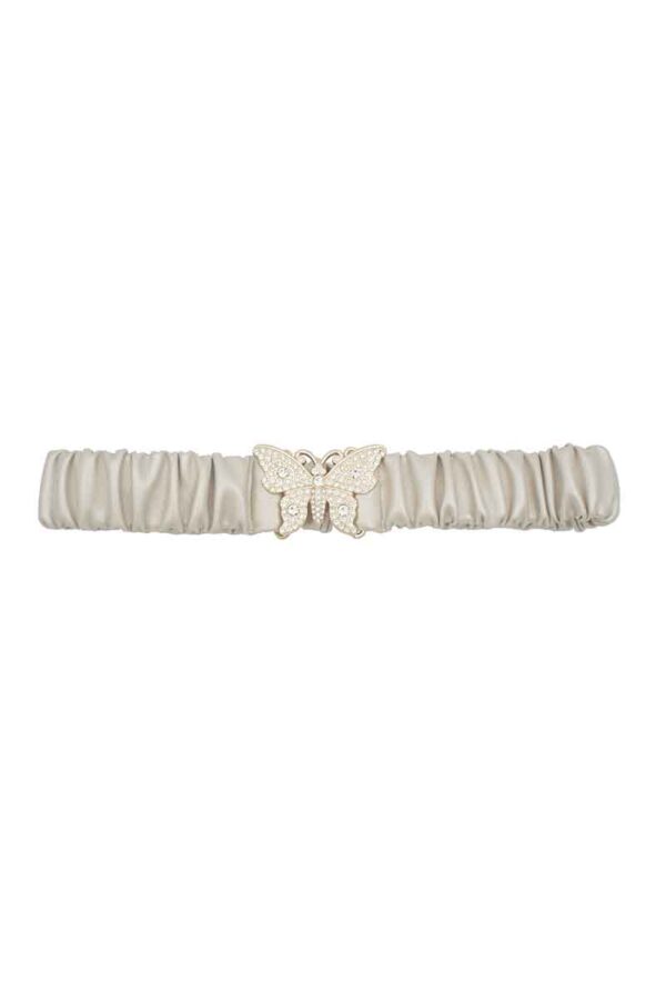 Rhinestone Butterfly Belt with Ruched Elastic Back