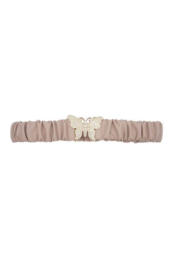 Rhinestone Butterfly Belt with Ruched Elastic Back